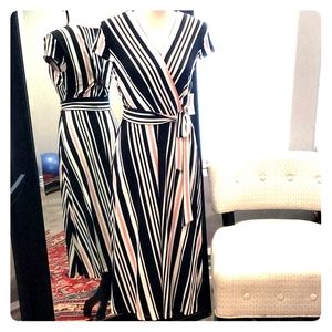 Striped Faux Wrap Dress